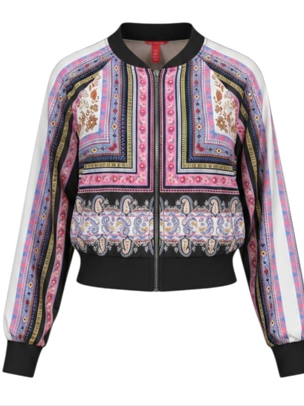 Chelsea & Violet Pink Black Floral Bomber Jacket Small